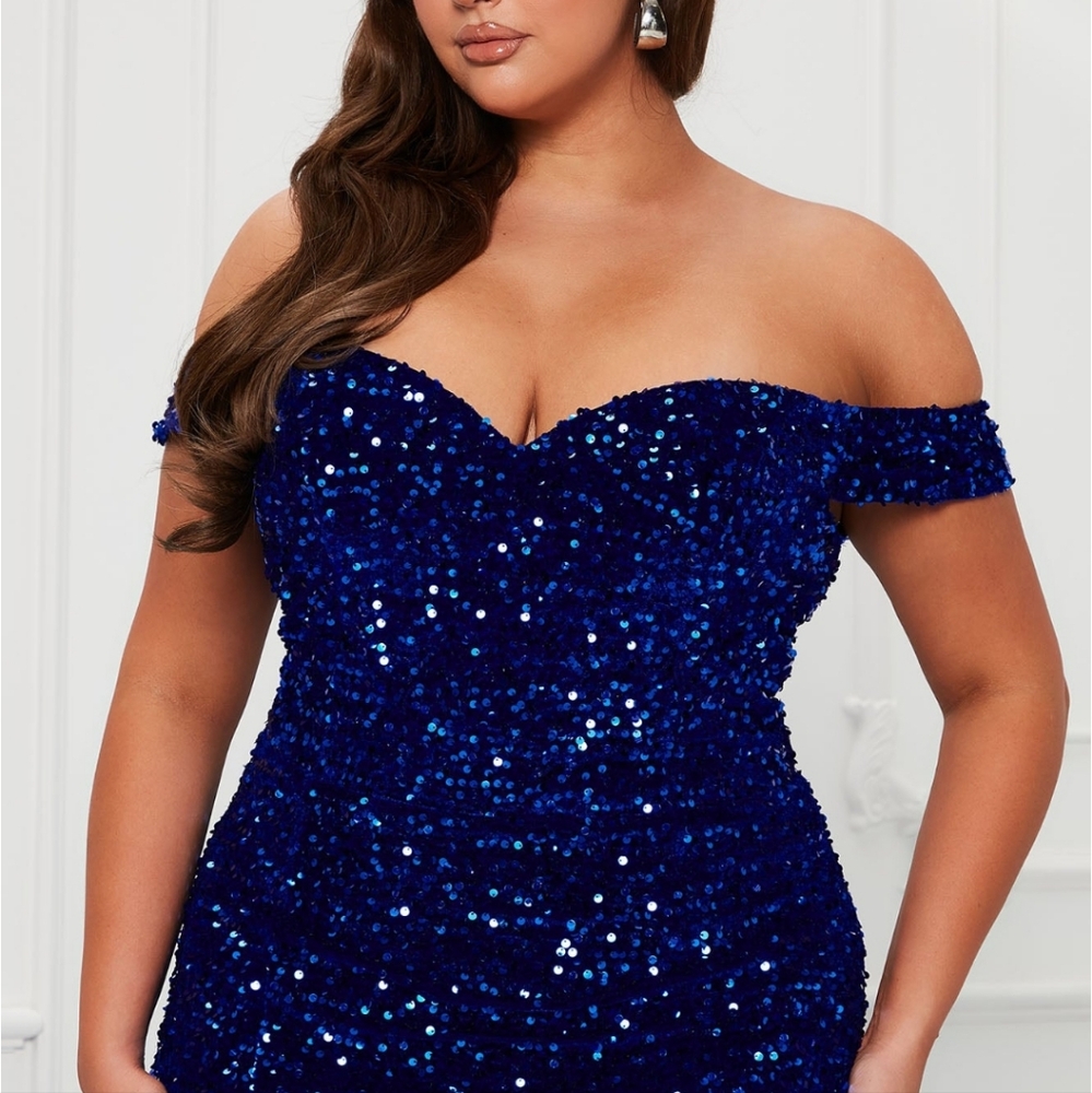 Adorable Sequin Royal Blue Maxi Dress - Picture 5 of 6